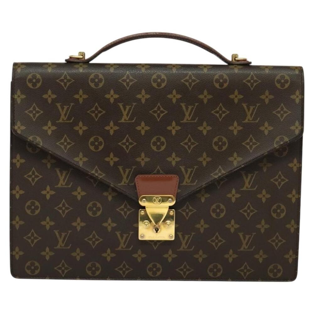 Louis Vuitton Monogram Porte Documents Bandouliere Business Bag Brown